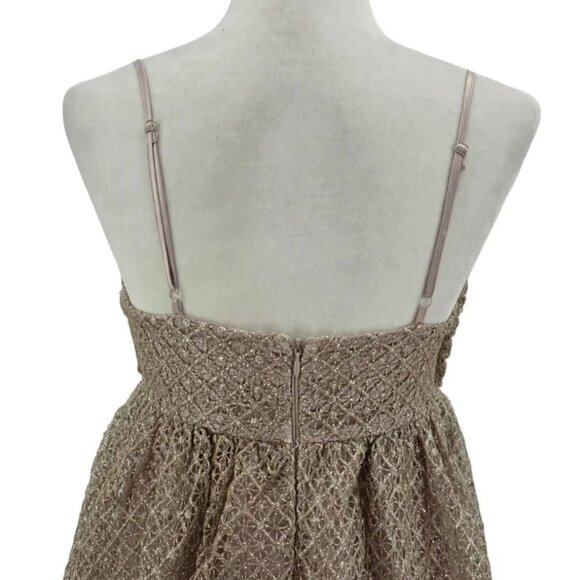 NEW Storia Womens Small Dress Glitter Bow Champagne Mini Bubble Dress Party - Picture 6 of 13